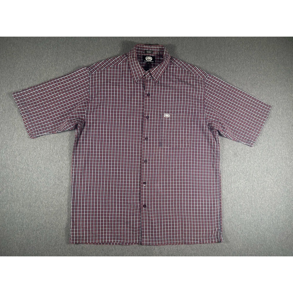 Vintage Ecko Unltd. Men's 'The Knute' Plaid Short Sleeve Woven Button Down L